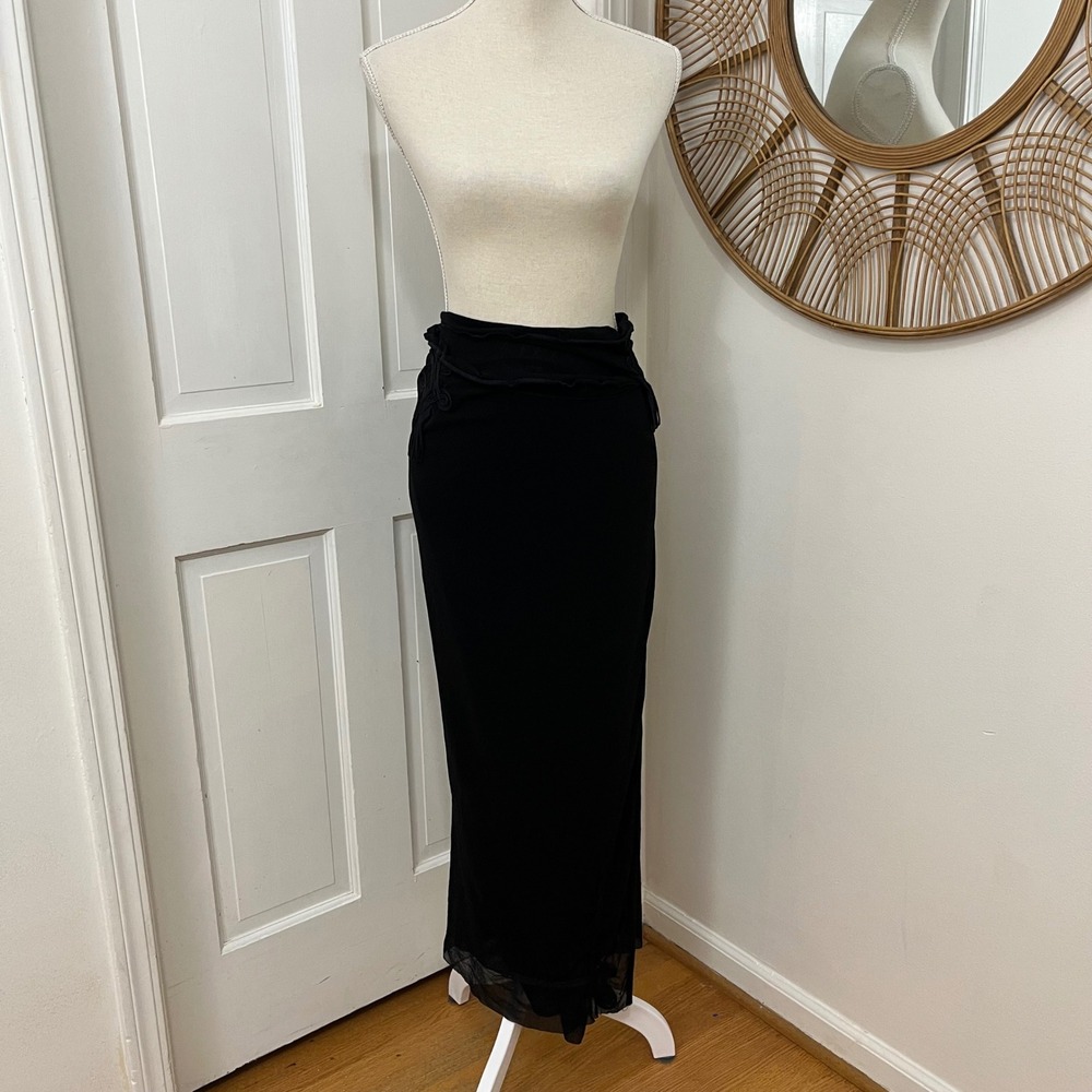 Jean Paul Gaultier Soleil VTG 90s Sheer Mesh Wrap Skirt Corded Detail M Italy